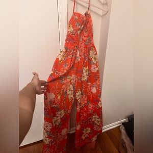 Wide leg floral Halter Romper